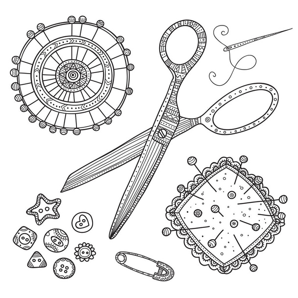 vector set of sewing tools - Vector, Image