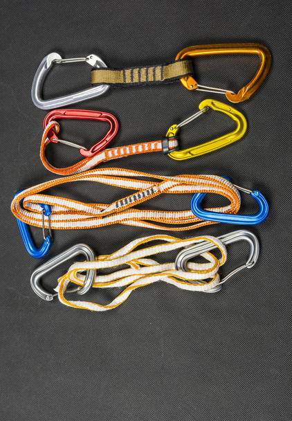 Different types of quickdraws for climbing. - Photo, Image