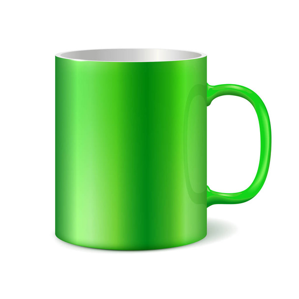 Πράσινο κεραμική κούπα για την εκτύπωση του εταιρικού λογότυπου. Χρώμα φωτός - Διάνυσμα, εικόνα