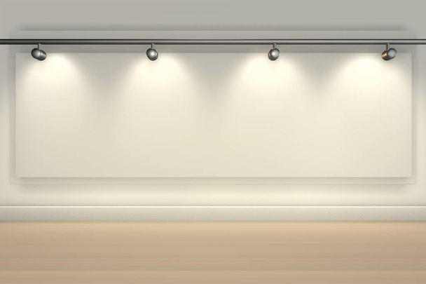 Wall brightly lit with spotlights and blank copy space -3d rendering - Photo, Image