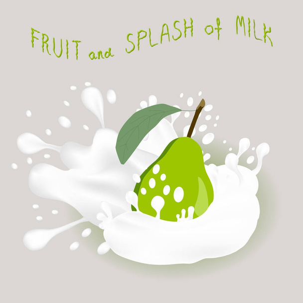 熟した果実緑梨の抽象的なベクトル アイコン イラスト ロゴ - ベクター画像