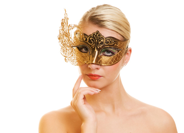 Beautiful young woman with carnival mask - Φωτογραφία, εικόνα