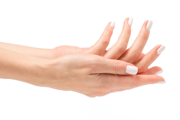 Soapy female hand foam - Foto, Imagen