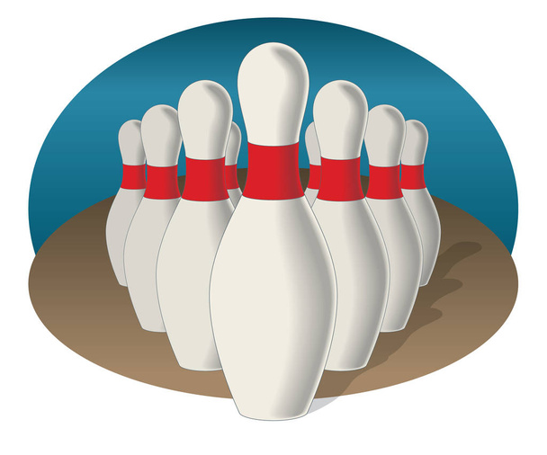 bowling bins in perspective with background - Vector, Image