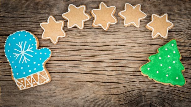 biscoitos de Natal em fundo de madeira - Foto, Imagem
