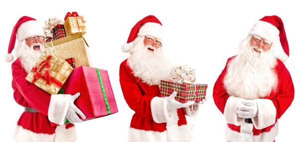 Collage of Santa Claus - with Christmas Gifts - Photo, Image