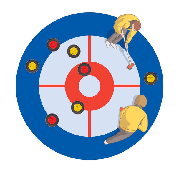 curling players on target - Vector, Image