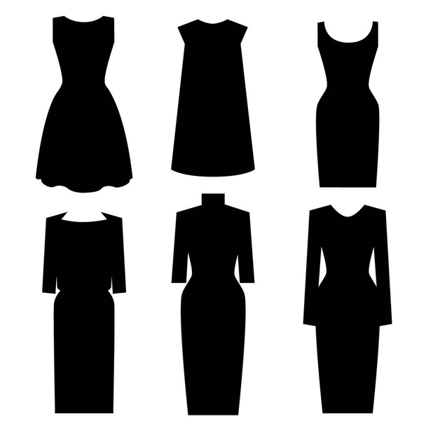 Küçük siyah elbise tasarımları. Vektör set - Vektör, Görsel