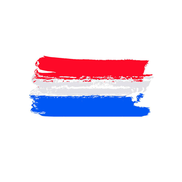 Σημαία της Ολλανδίας, φόντο περιγράμματος πινέλου. Ολλανδική σημαία ακουαρέλα - Διάνυσμα, εικόνα
