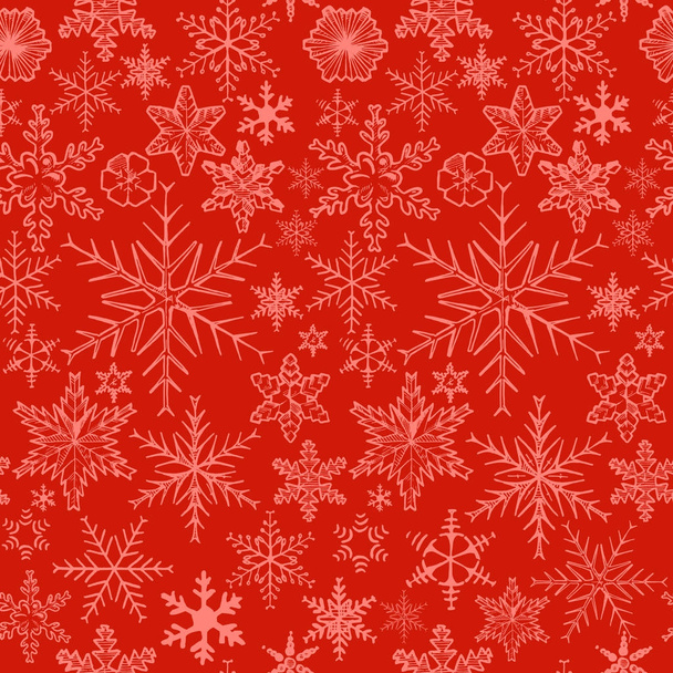 snowflakes on red background. - Wektor, obraz