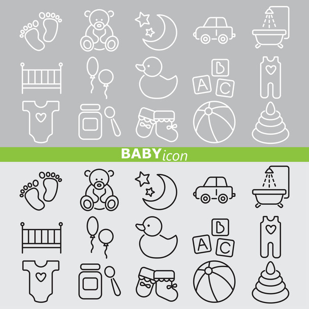 Baby toys, feeding and care - Vector, Image