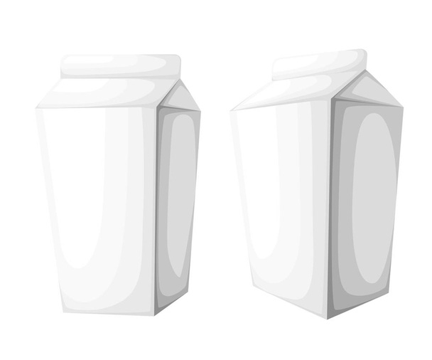 Succo e latte bianco bianco scatole di cartone 3d. Oggetto isolato. Illustrazione vettoriale. Pacchetti finti su sfondo bianco Pagina del sito Web e design delle app mobili
. - Vettoriali, immagini