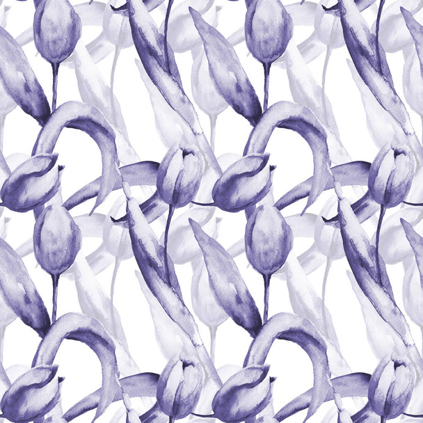 Seamless wallpaper with Tulips flowers - Zdjęcie, obraz