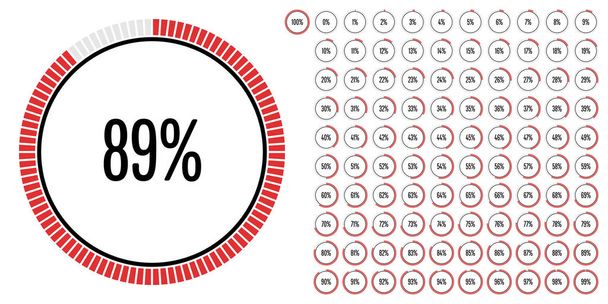 Set of circle percentage diagrams from 0 to 100 - Vector, Image