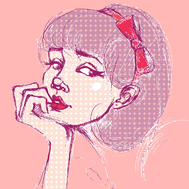 Anxious girl. retro. pop art style - Vector, Image