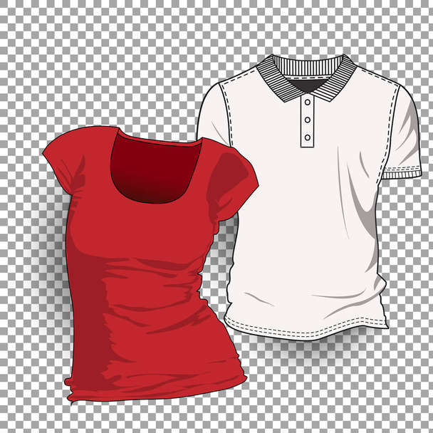 T-shirt Template Front Back Realistic Design Icon Transparent Background Isolated - Vektor, Bild