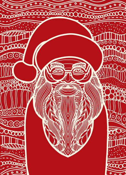 Kreslení zentangle styl pro obarvení kniha, tetování, s Santa claus - Vektor, obrázek