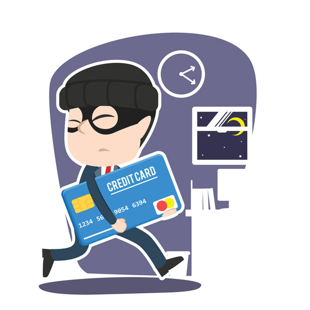 asiático empresário roubar cartão de crédito
 - Vetor, Imagem