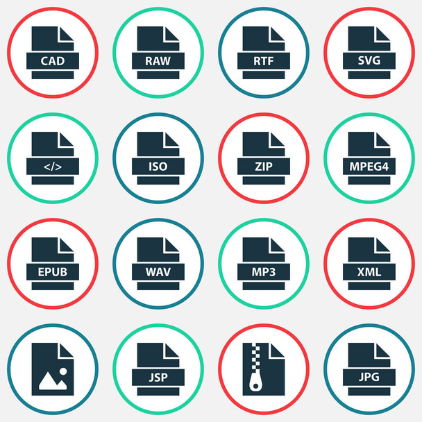 Types Icons Set With Svg, Xml, Mp4 And Other Picture Elements. Isolated Vector Illustration Types Icons. - Vector, Image