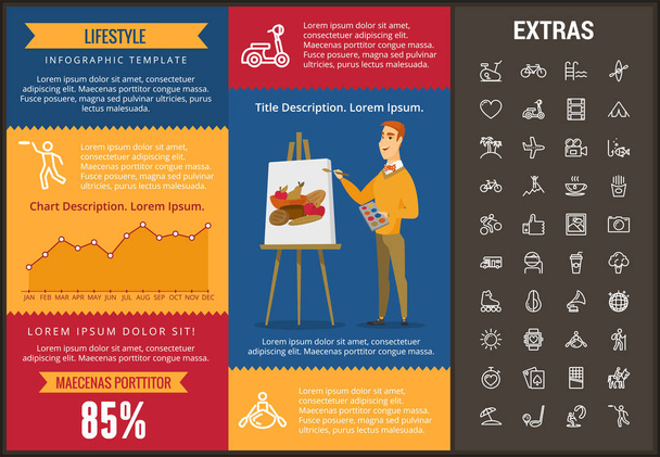 Lifestyle infographic template, elements and icons - ベクター画像