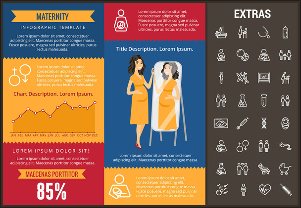 Maternity infographic template, elements and icons - Vector, imagen