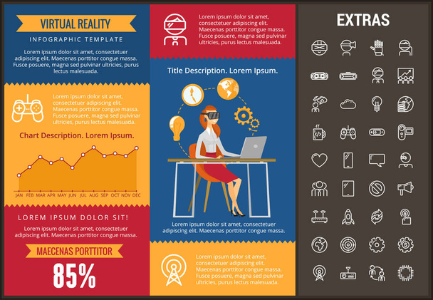 Virtual reality infographic template and elements. - Vector, Imagen