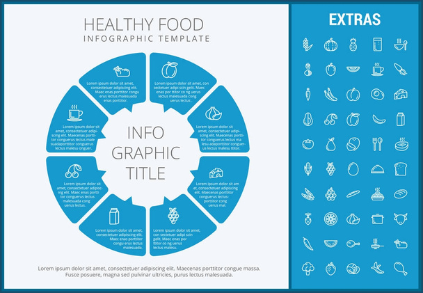 Healthy food infographic template, elements, icons - Vector, imagen