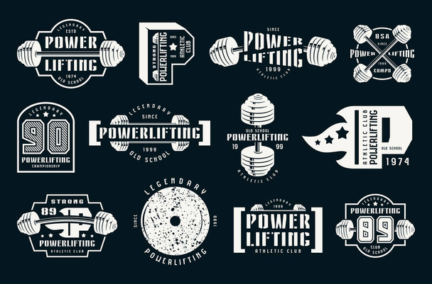 Powerlifting emblems and badges - Vector, Image