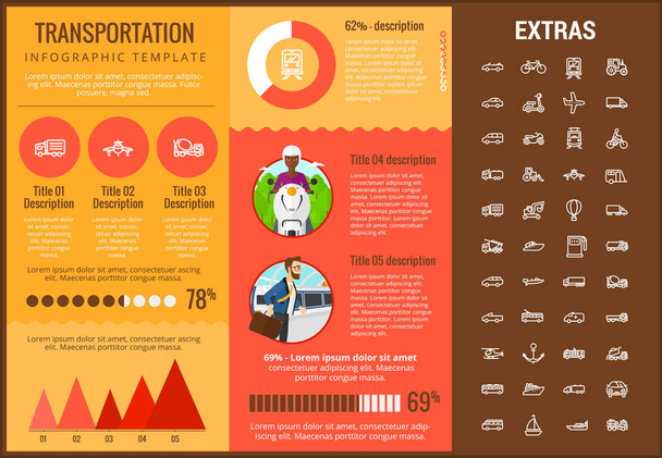 Transportation infographic template and elements. - Vector, imagen