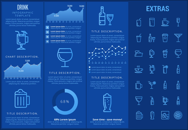Drink infographic template, elements and icons. - Διάνυσμα, εικόνα