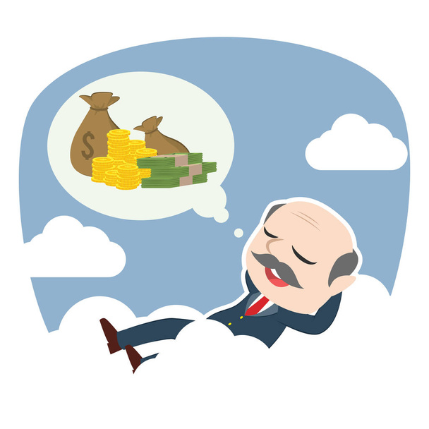 šéf relaxační na mraky, přemýšlet o peníze - Vektor, obrázek