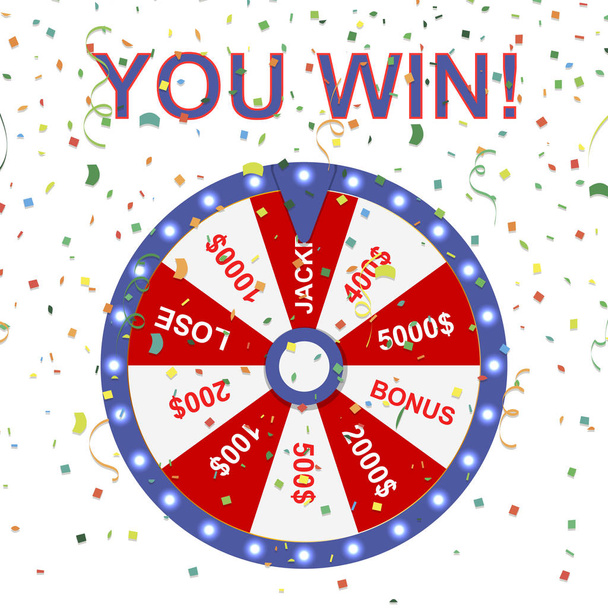 Wheel of Fortune. Jackpot. Win. Luck. Online casino. Entertainment. - Vector, Image