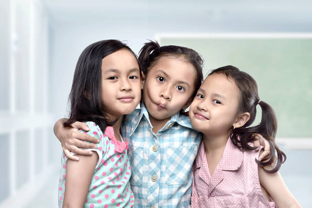 Portrait of asian children having fun together over blur background - Foto, Imagem