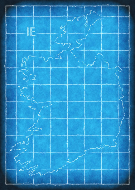 Irlandia mapa niebieski wydruku grafika ilustracja sylwetka - Zdjęcie, obraz
