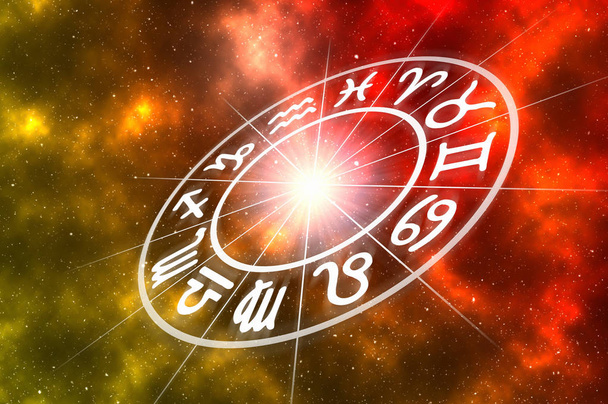 Astrologicznych znaków zodiaku wewnątrz okręgu horoskop - Zdjęcie, obraz
