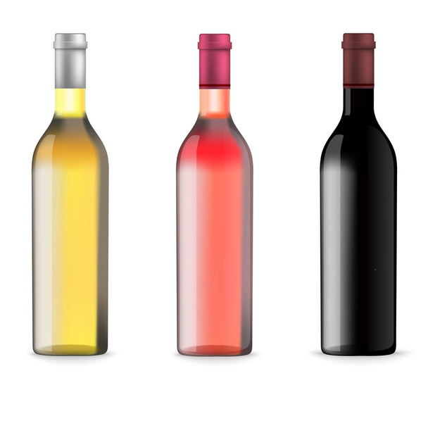 Botellas de vino con etiqueta en blanco - Vector, imagen