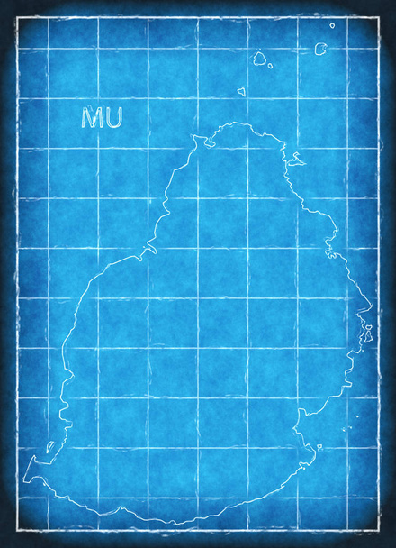 Mauritius kartta sininen tulostus kuvitus siluetti
 - Valokuva, kuva