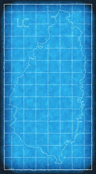 St Lucia kaart blauwe print illustratie illustratie silhouet - Foto, afbeelding