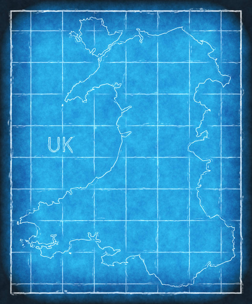 Gales mapa azul imprimir ilustraciones silueta
 - Foto, imagen