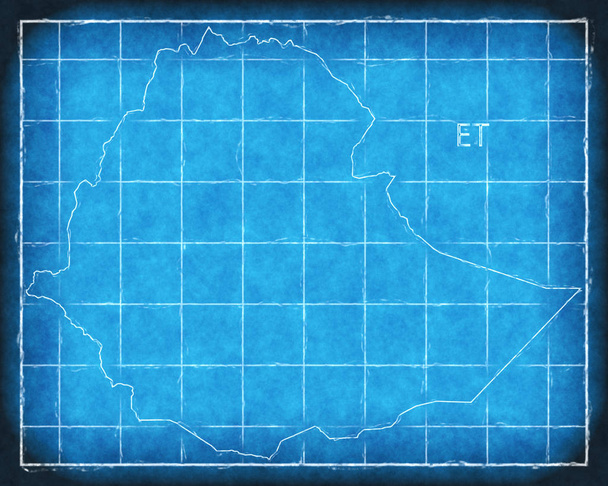 Ethiopië kaart blauwe print illustratie illustratie silhouet - Foto, afbeelding