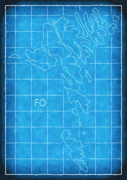 Islas Feroe mapa azul imprimir ilustración silueta
 - Foto, Imagen