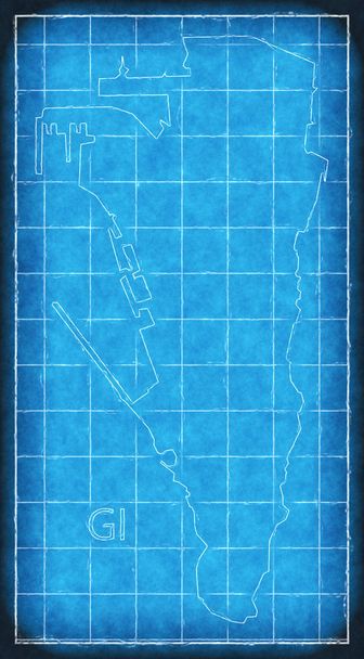 Χάρτης Γιβραλτάρ μπλε εκτύπωσης τέχνης εικονογράφηση σιλουέτα - Φωτογραφία, εικόνα