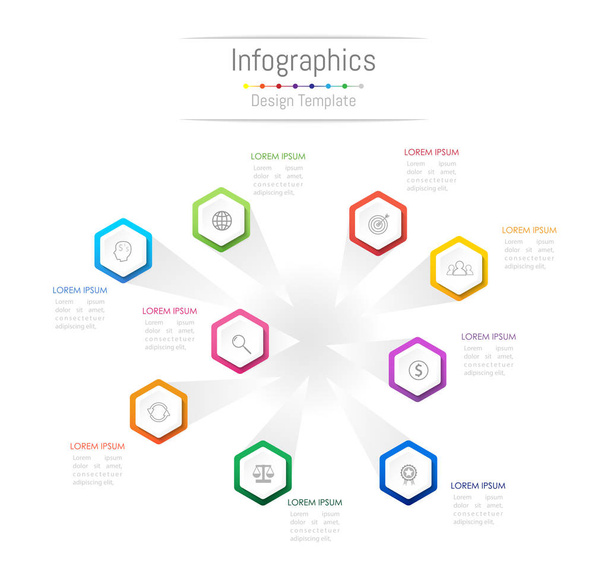 Infographic design elements for your business data with 9 options, parts, steps, timelines or processes. Vector Illustration. - Vektör, Görsel