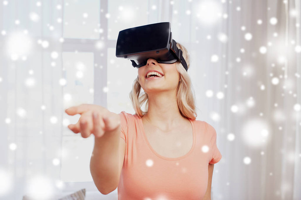 woman in virtual reality headset or 3d glasses - Photo, image