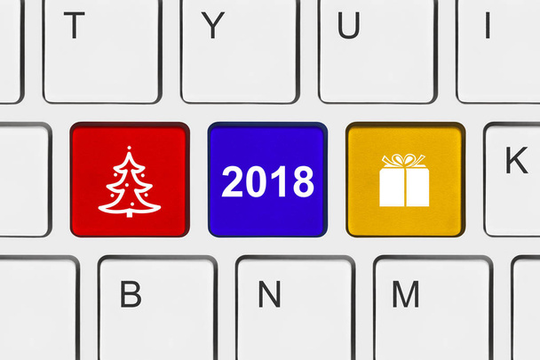 Computer keyboard with New Year keys - Zdjęcie, obraz