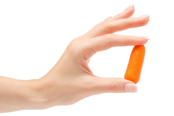 Small carrot female hand - Фото, изображение