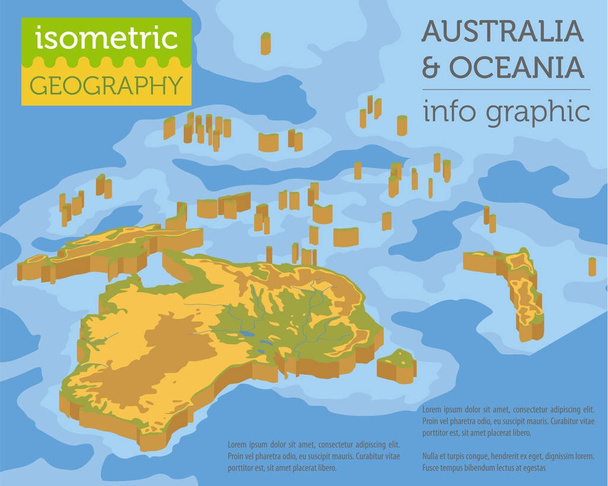 Isometric 3d Australie et Océanie éléments de carte physique. Construire
  - Vecteur, image