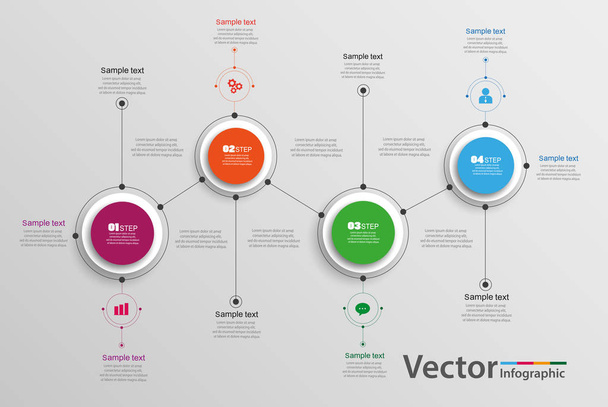 Vector circle infographic with four steps. Template for diagram, graph, presentation and chart. Business concept, parts, steps or processes. Eps 10 - Διάνυσμα, εικόνα
