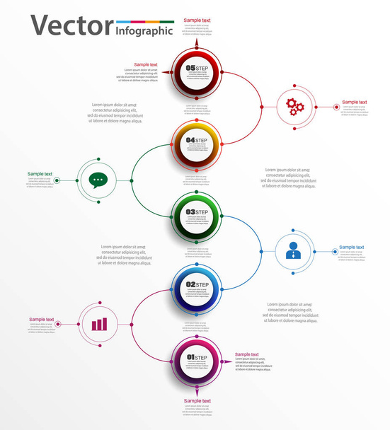 Vector abstract  infographic element for business. Strategy in stages. Steps of development, teamwork. Business concept illustrated in five stages, parts, steps. Graph, diagram, presentation. eps 10 - Vettoriali, immagini