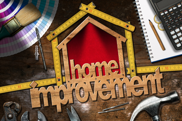 Home Improvement Symbol with Work Tools - Photo, Image